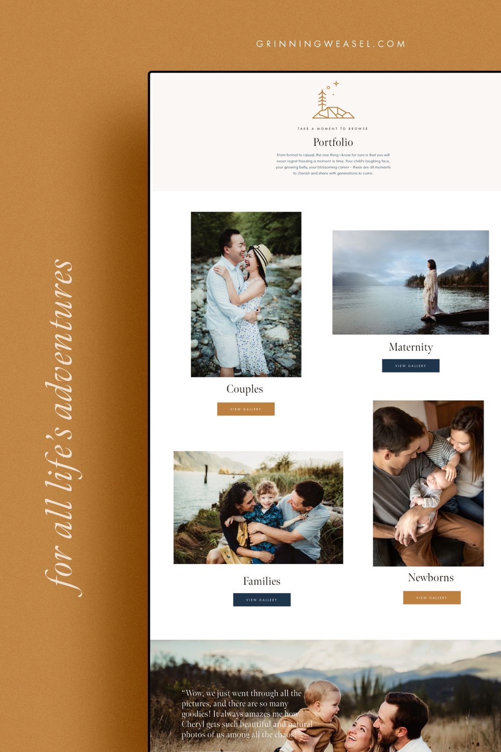Outdoor family photographer website design Squamish